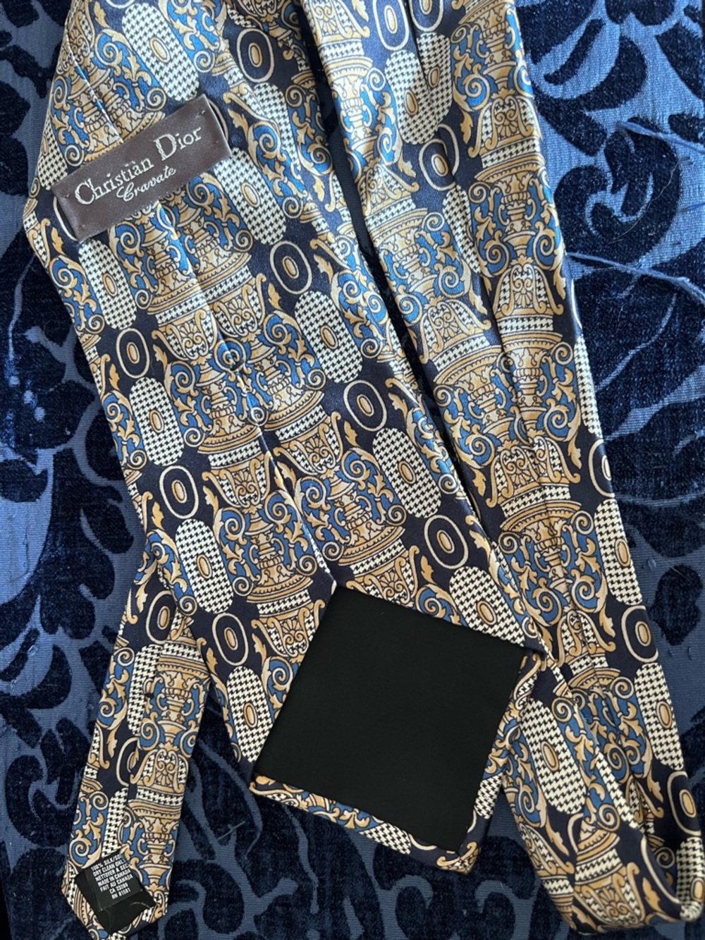 Vintage 1980s Christian Dior Ornate Silk Tie